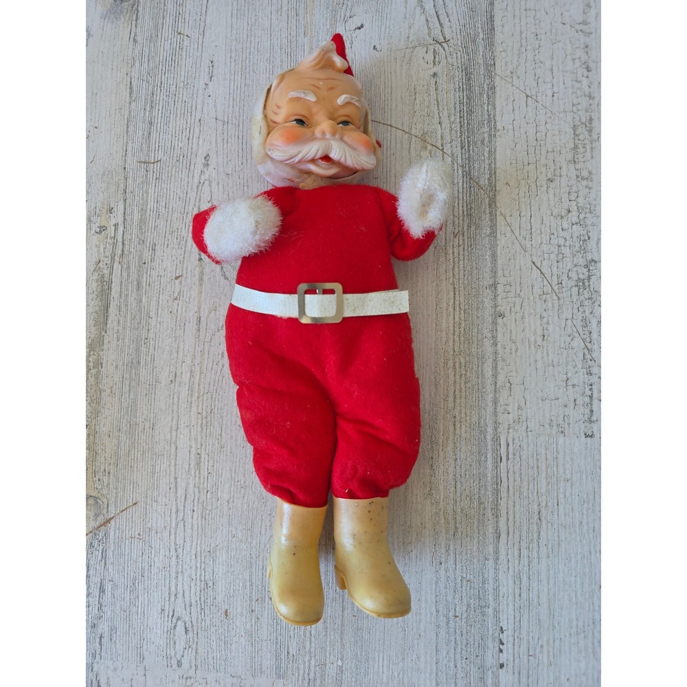 Antique rubber Santa statue figurine felt